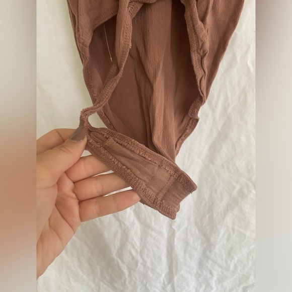 Free People Intimately brown V-Neck Buttoned Front Bodysuit Size Small - Picture 13 of 14